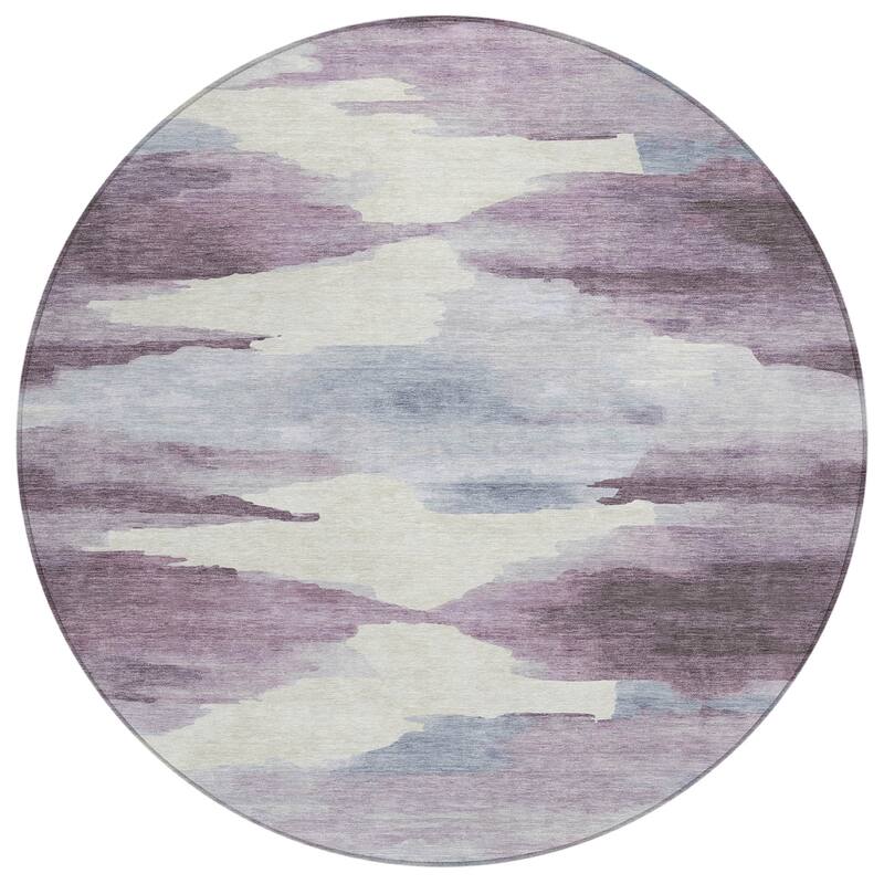 Machine Washable Indoor/ Outdoor Abstract Watercolor Chantille Rug