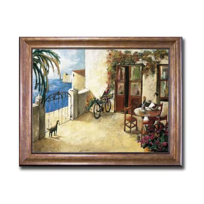 Perro y Bicicleta by Didier Lourenco Bronze Framed Canvas Art (22 in x 28 in)