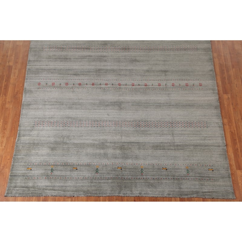 Tribal Gabbeh Area Rug Hand-Knotted Wool Carpet - 8'4"x 9'8"