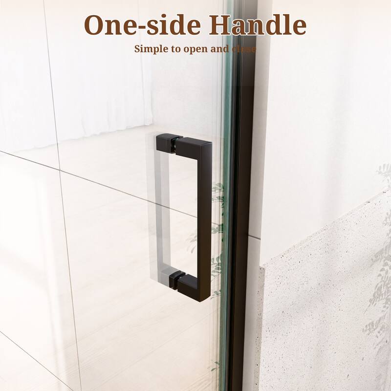 GDFStudio - Modern America Design Semi-Frameless Circular Pivot Shower Door with 1/4" SGCC Tempered Glass & Magnetic Soft-close