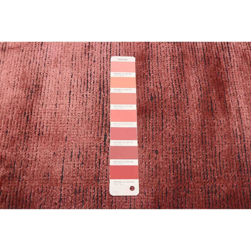 ECARPETGALLERY Hand Loomed Shimmer Dark Coral Viscose Rug - 5'3 x 7'4