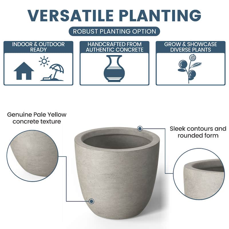 Tall Concrete Round Plant Pots / Large Indoor and Outdoor flower Planters