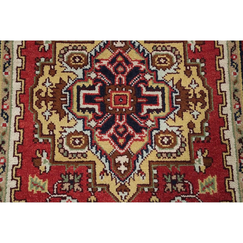 Hand Knotted Oriental 100% Wool Carpet Traditional Medallion Oranges & Rust Heriz (serapi) Area Rug - 5' 11'' X 4' 0''