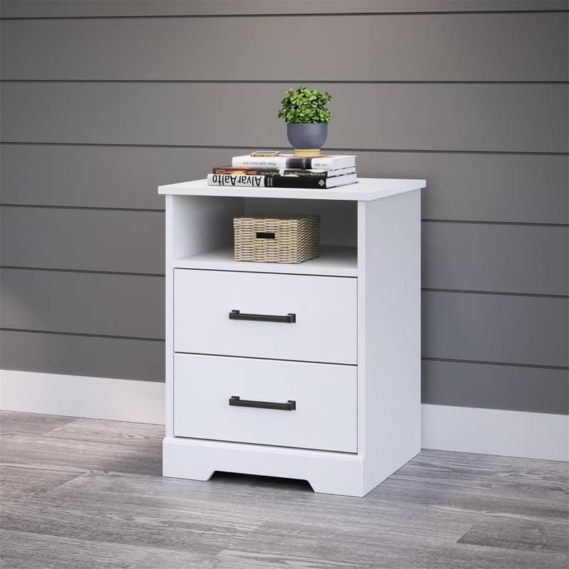 2 Drawer Nightstand Simple Black