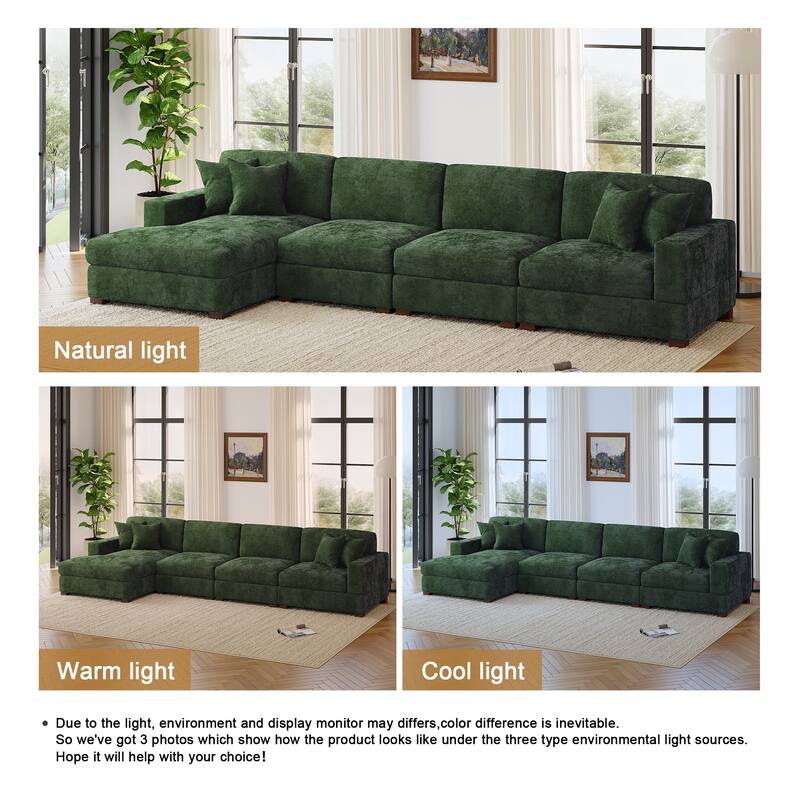 Oversized Modern Chenille L-shape Modular Sectional Sofa with Chaise