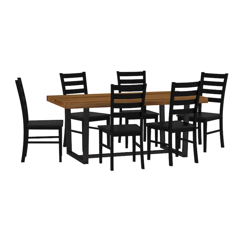 Middlebrook Solid Wood 7-Piece Dining Set with Ladder Back Chairs