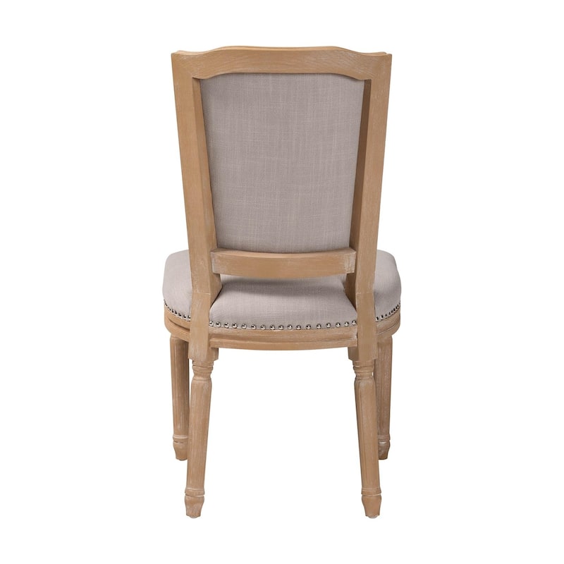 Antique Ambiance Chair - Solid Oak Frame, Studded Cushion, French Style Accent Chair, Living Room Decor - 38.2