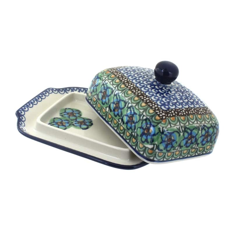 Blue Rose Polish Pottery 295 Ceramika Artystyczna Butter Dish