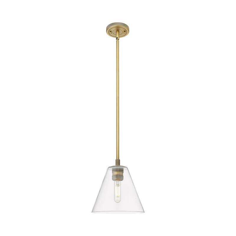 Innovations Lighting Downtown Urban - Crown Point - 1 Light 8" Berkshire Stem Hung Pendant - Clear/Brushed Brass