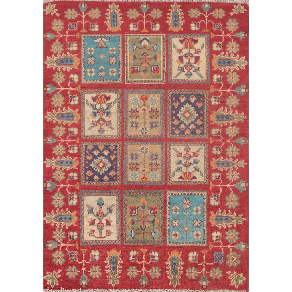 Garden Design Kazak Oriental Foyer Rug Handmade Wool Carpet - 2'9" x 4'1"