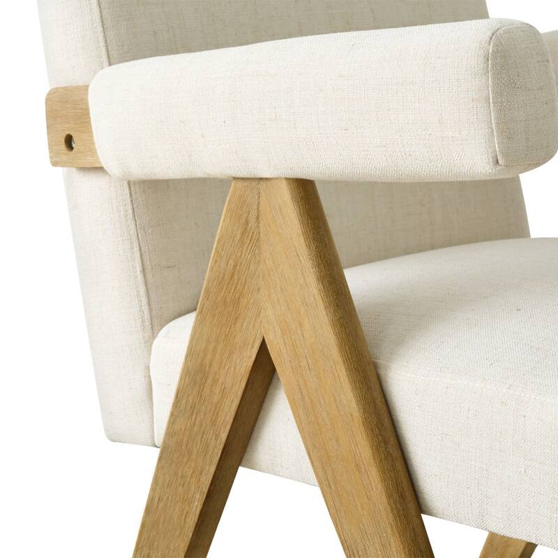 Linen Dining Chair with Arms