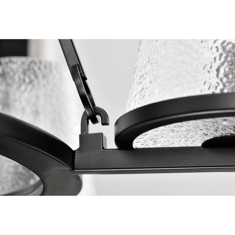 Valentine 5 Light Chandelier Black Finish Hammered Glass