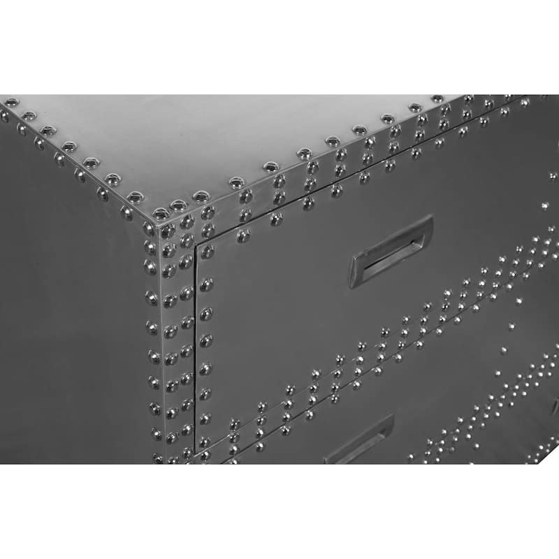 HomeRoots 42" Silver Aluminum Three Drawer Dresser