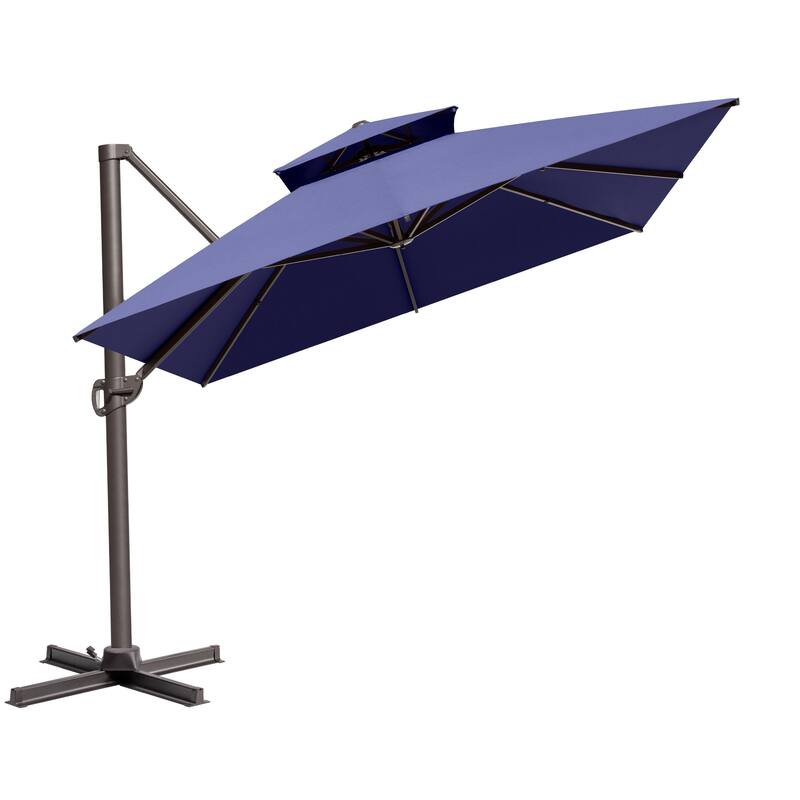 10 x 13 Feet Double Top Rectangular Patio Offset Cantilever Umbrella Aluminum with Crank
