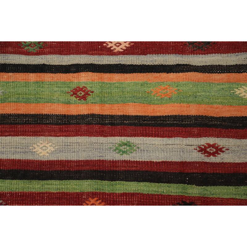 Hand Woven Oriental 100% Wool Carpet Southwestern Tribal Multi-Colored Kilim Area Rug - 10' 6'' X 6' 3''