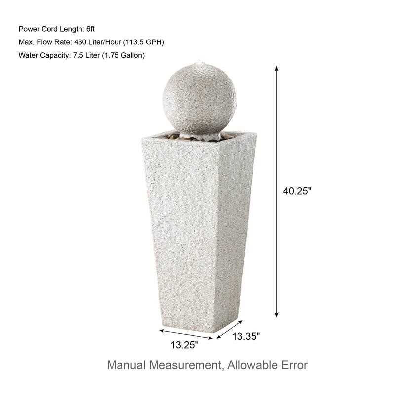 Demta Floating Pedestal Sphere Polyresin LED Garden Fountain with Pebbles by Havenside Home