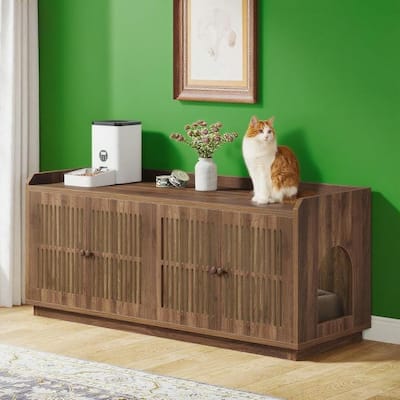 55.1" Extra Large Cat Litter Box Enclosure with Hidden Storage Compartment and Side Door