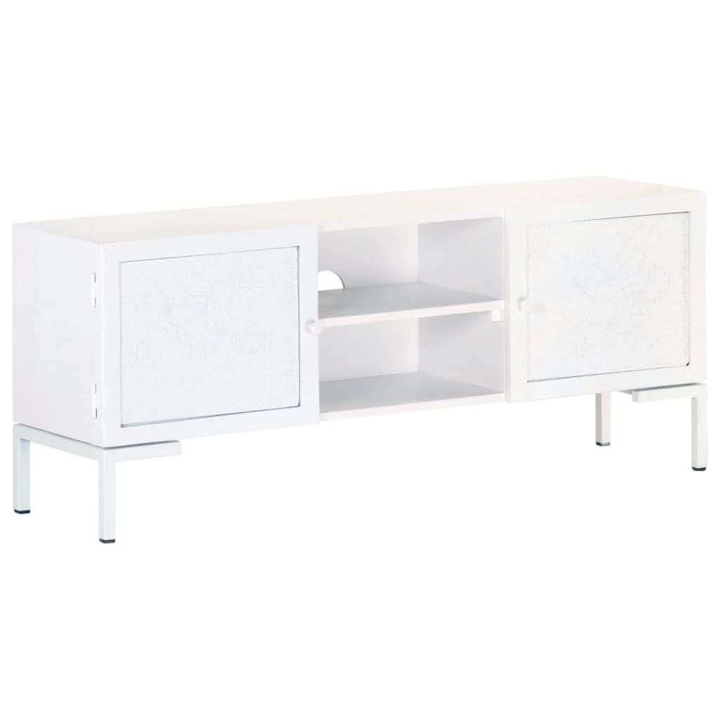 vidaXL TV Stand White 45.3"x11.8"x18.1" Solid Wood Mango - 45.3" x 11.8" x 18.1"