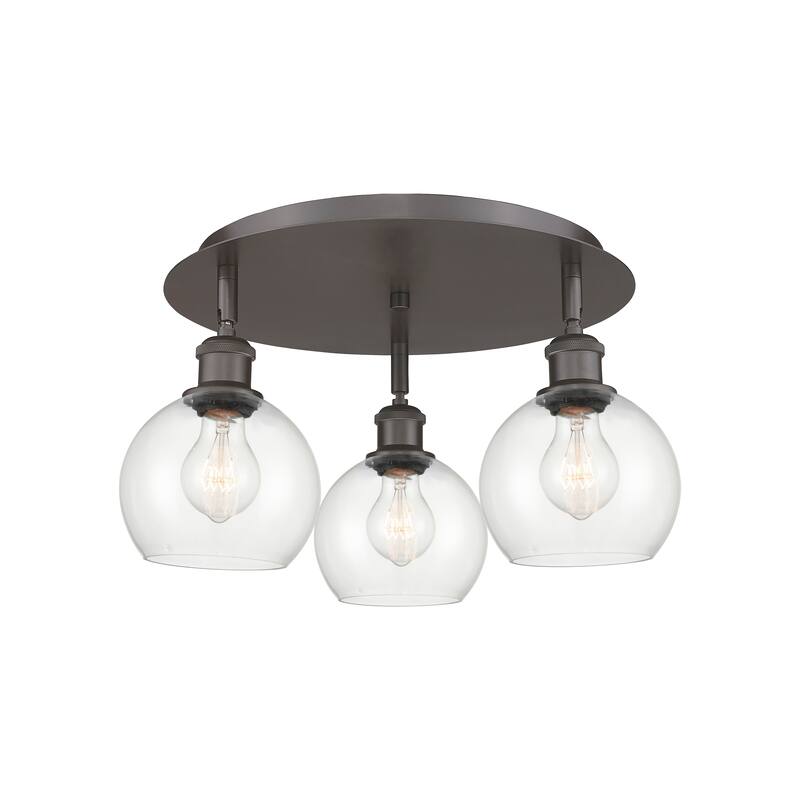 Innovations Lighting Athens - 3 Light 18" Flush Mount - Clear/Oil Rubbed Bronze