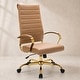 preview thumbnail 51 of 98, Benmar Ribbed Leather Executive High Back Office Chair with Gold Frame, Swivel, Tilt, Lumbar Support