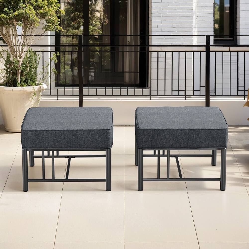 Gymojoy Outdoor Ottoman with Olefin Cushion, Weather-Resistant Patio Footrest for Deck & Porch