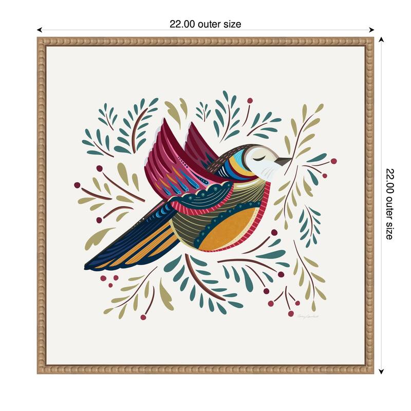 Kate and Laurel Sylvie Peace Bird Cream Framed Canvas by Carey Copeland