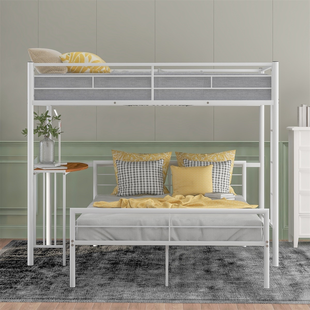 Merax Twin Over Full Metal Bunk Bed with Desk