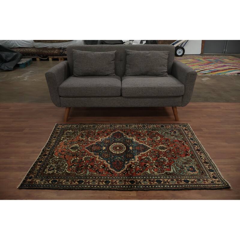 Hand Knotted Oriental 100% Wool Carpet Traditional Floral Oranges & Rust Hamedan Area Rug - 5' 0'' X 3' 6''