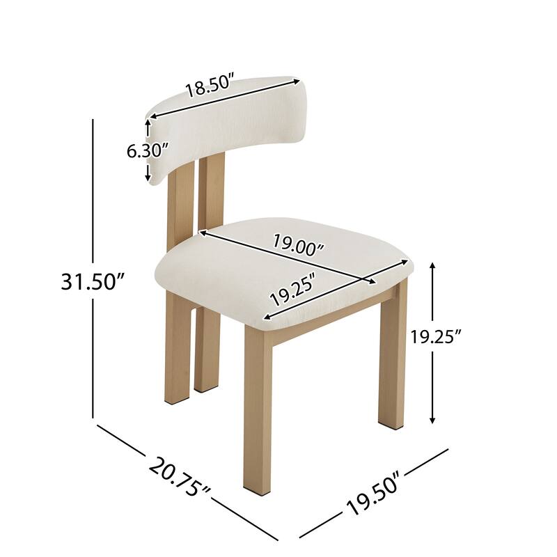 Dining Chairs Set of 2, Armless Dining Chairs with U-shaped Backrests & Metal Legs, Upholstered Lounge Chair for Kitchens