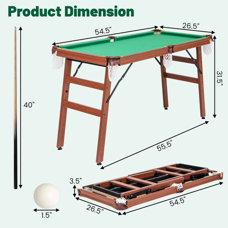 Costway Folding Pool Table Set with Foldable Legs Adjustable Foot - See Details