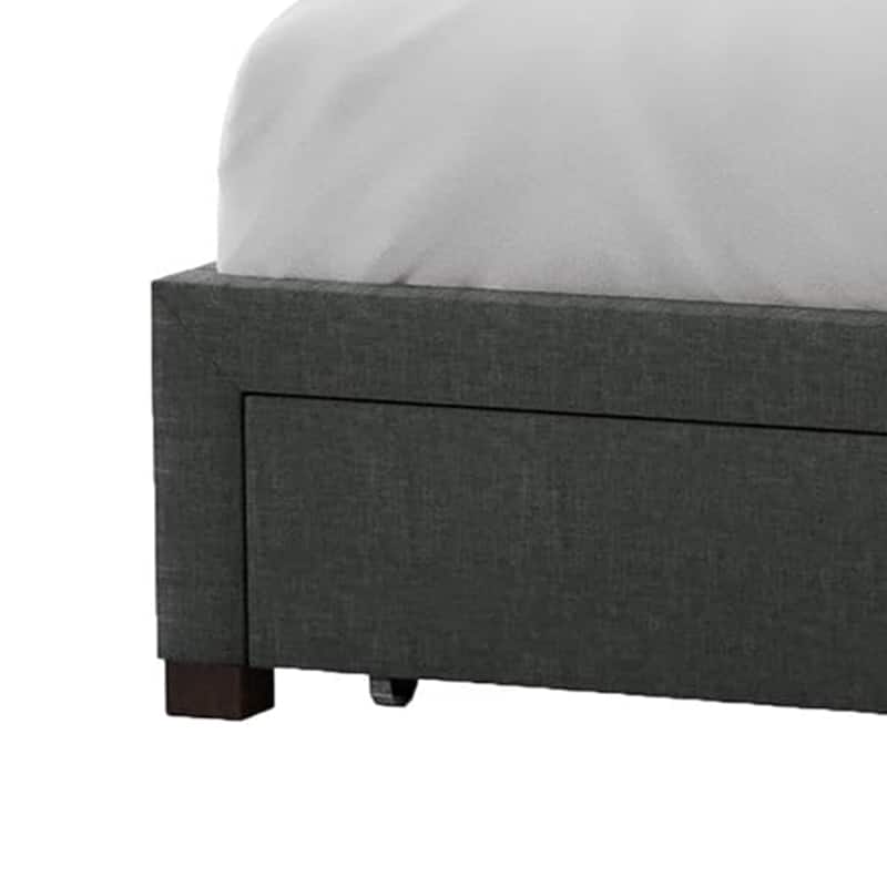 Sya Full Size Bed w Tufted Headboard, Underbed Storage, Dark Gray