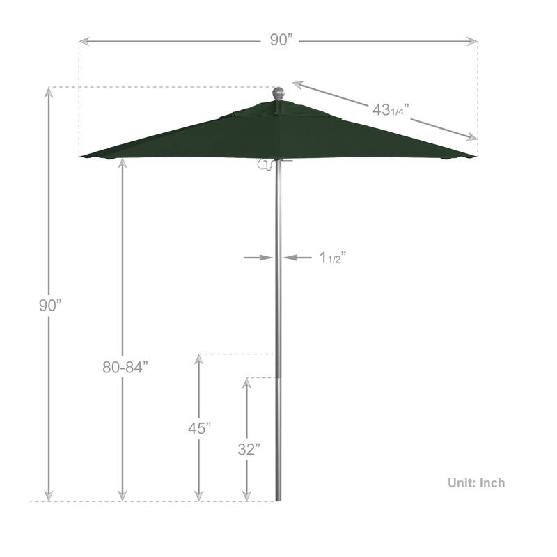 California Umbrella 75' Venture Series Patio Umbrella, Silver Aluminum Pole Fiberglass Ribs Push Lift Sunbrella