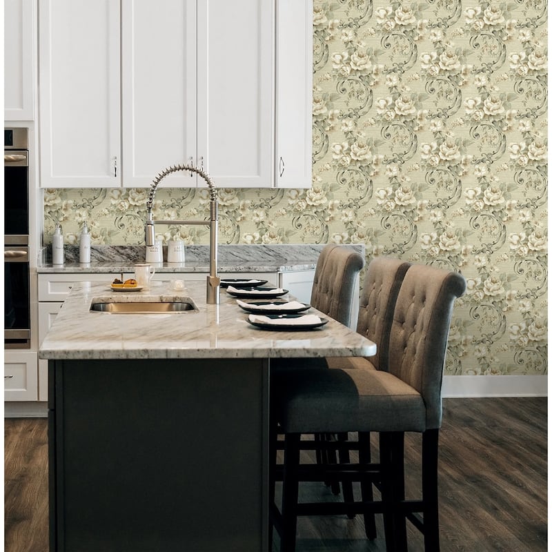 Seabrook Design Hera Floral Scroll Unpasted Wallpaper