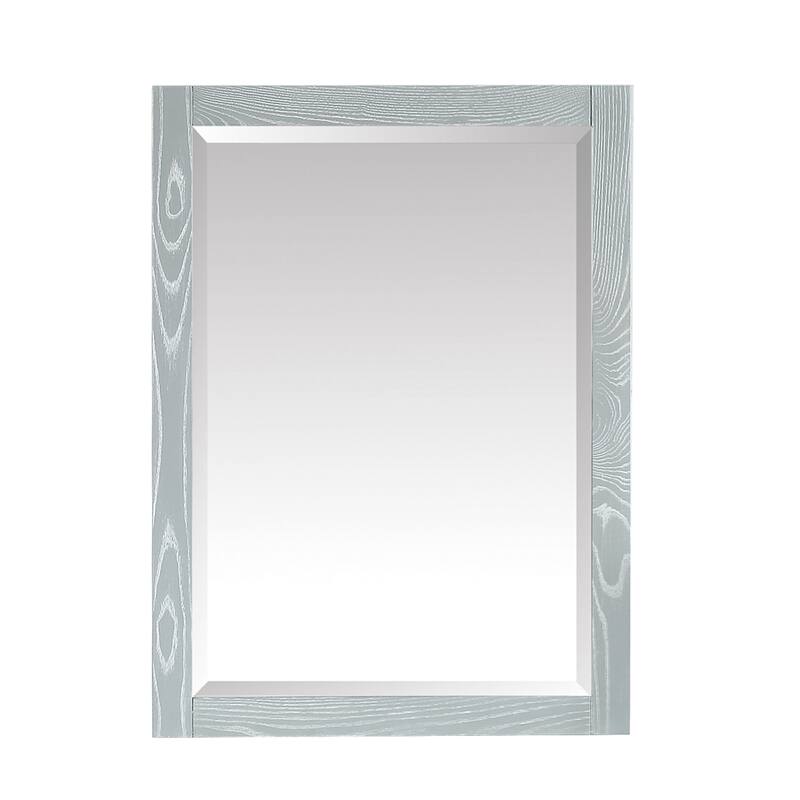 Azzuri Riley 32" x 24" Rectangular Framed Beveled Edge Mirror - Sea Salt Gray