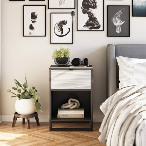 Ameriwood Home Fulton Waves with Graphite Nightstand