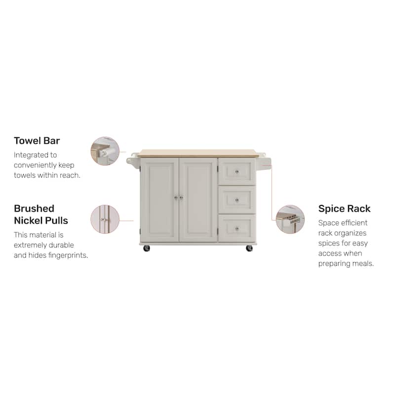 Homestyles Mobile Kitchen Island Cart with Wood Top and Dropleaf Breakfast Bar