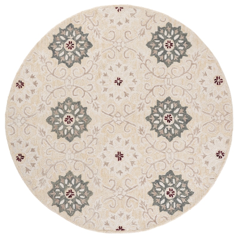 SAFAVIEH Handmade Metro Roxandra Wool Rug - 6' Round - Beige/Ivory