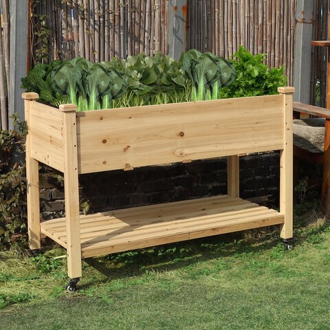 VEIKOUS Raised Garden Bed Planter Box with Four Wheels and Legs - 46.8''W x 22.4''D x 33''H
