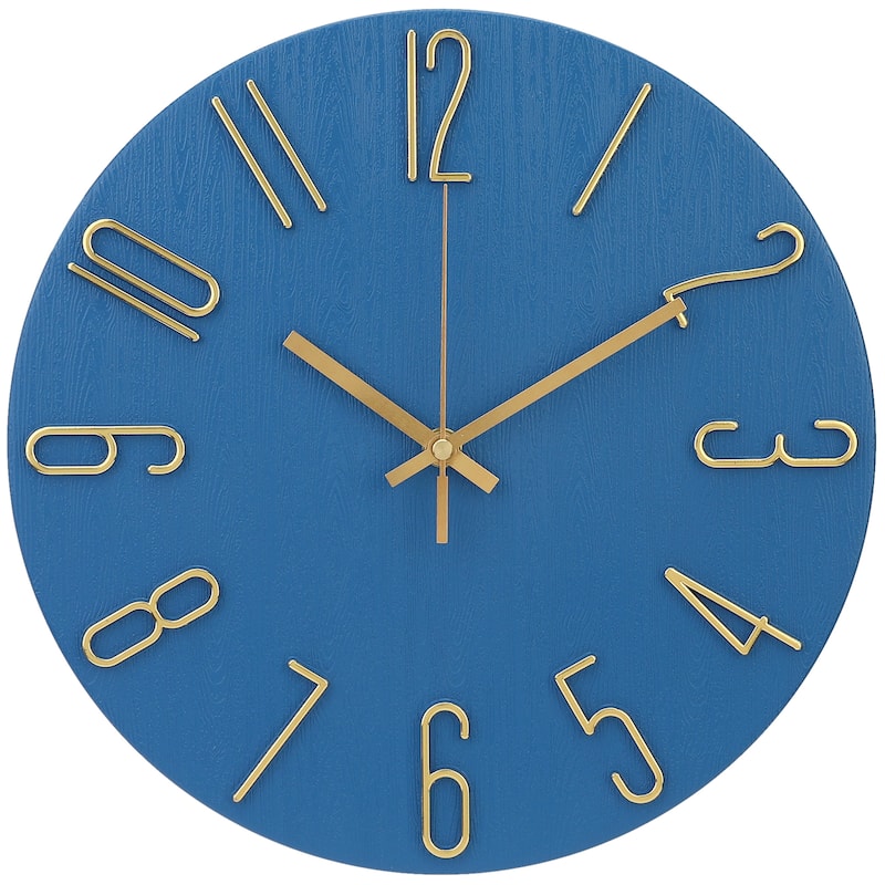 Wall Clock Silent Non-Ticking Analog Clocks Battery Operated Classic Decorative for Kitchen, Office, Bedroom 12 inch - 12 Inch