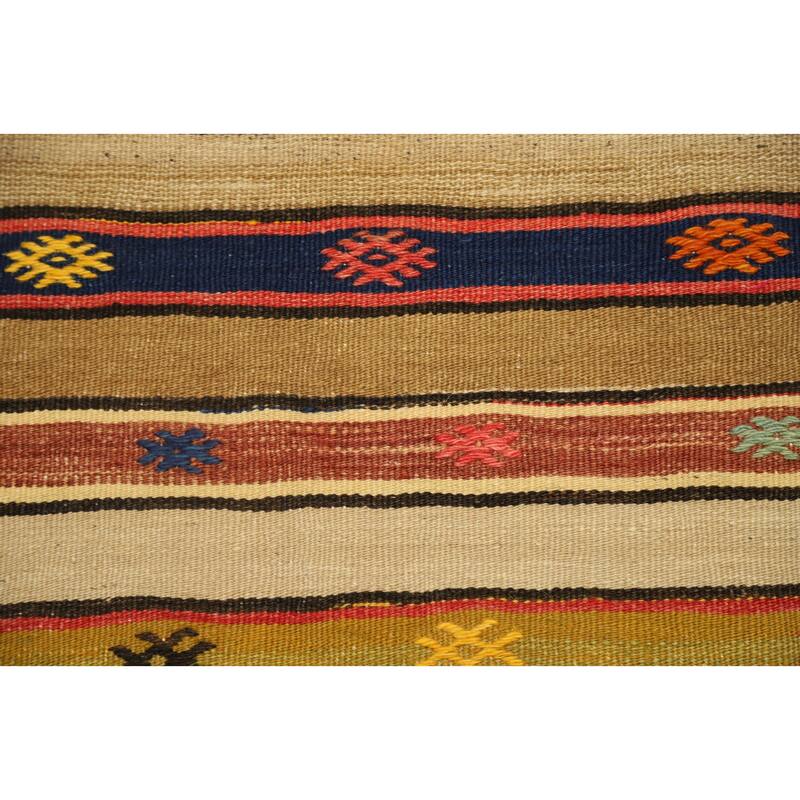 Hand Woven Oriental 100% Wool Carpet Southwestern Tribal Multi-Colored Kilim Area Rug - 7' 10'' X 4' 9''
