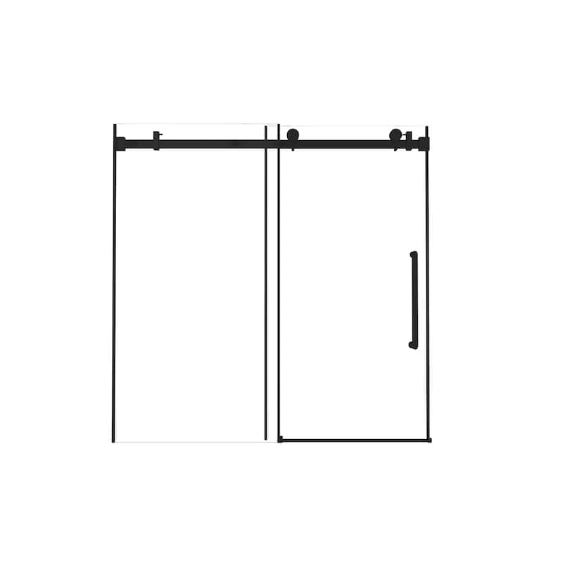60 "W x 60" H Frameless Single Sliding Shower Door with Stainless Steel Handle - 60'' x 0.38'' x 60''