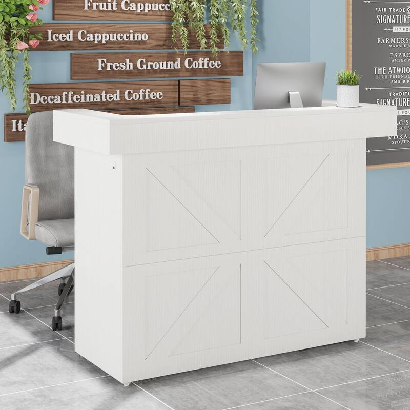 Modern 55 Inch Reception Desk Front Desk with Light