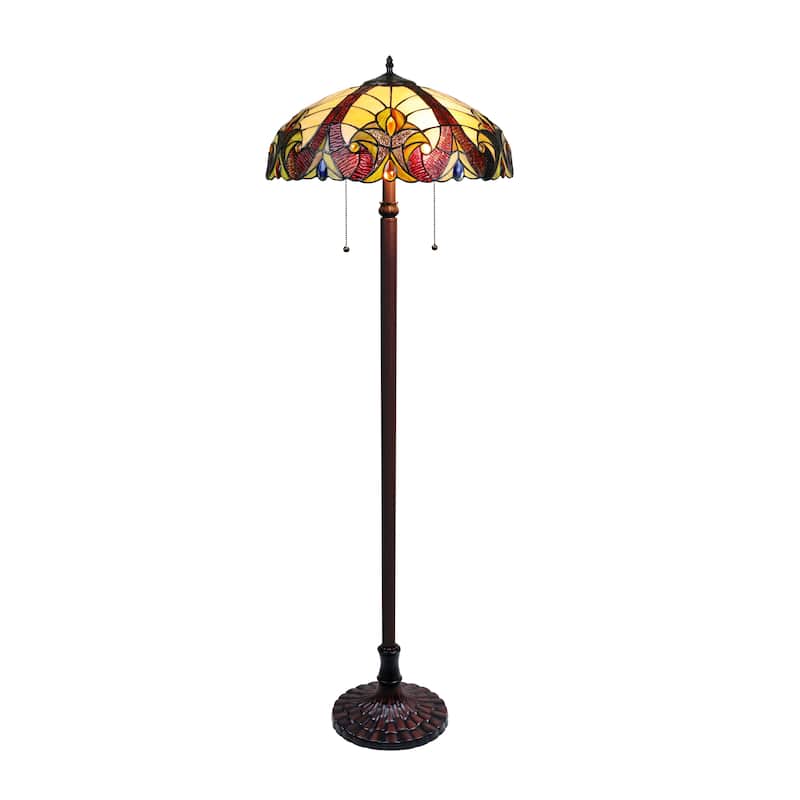 Tiffany-Style Victorian Design Dark Bronze Floor Lamp - Traditional