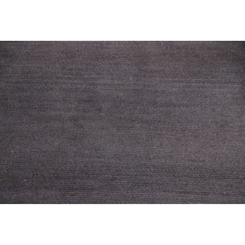 Gray Blue Modern Gabbeh Oriental Runner Rug Handmade Wool Carpet - 3'0"x 11'3"