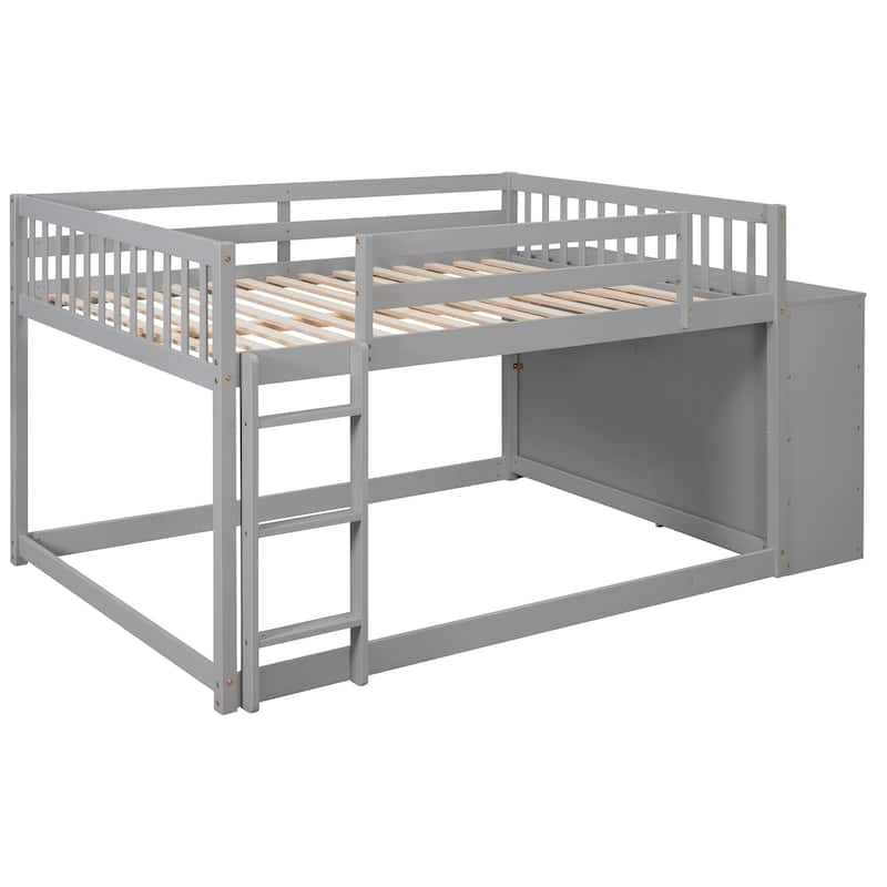 Full over Full Bunk Bed with 4 Drawers and 3 Shelves