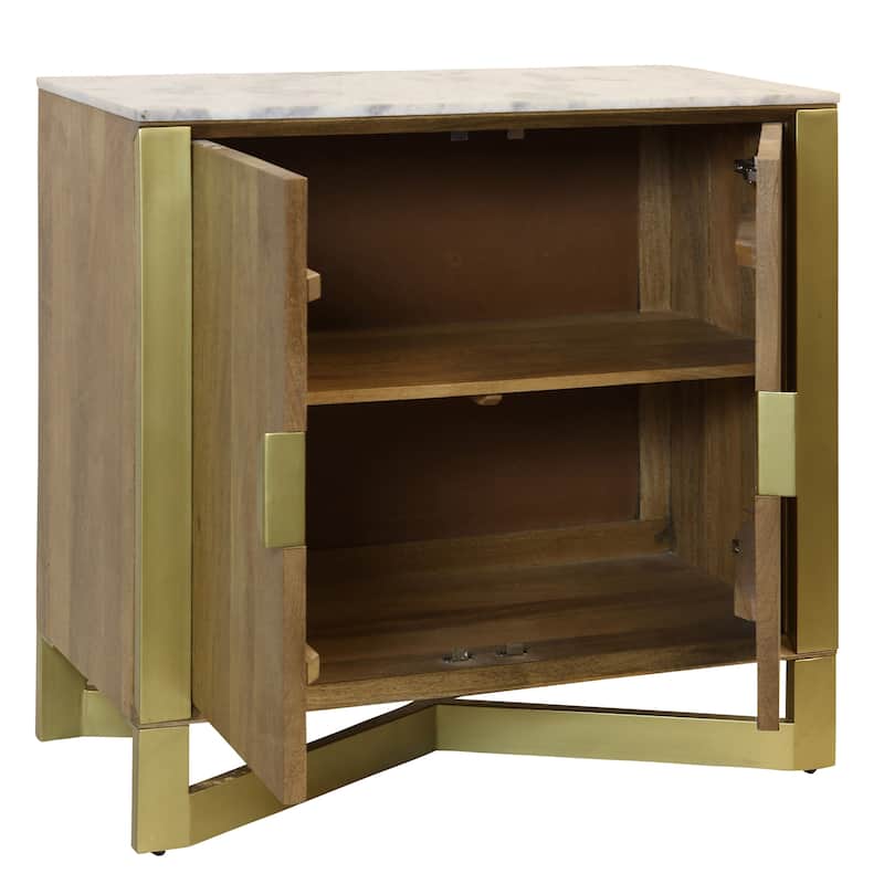 StyleCraft Astoria Barcelona 2-Door Cabinet - Light Tobacco with Marble Top