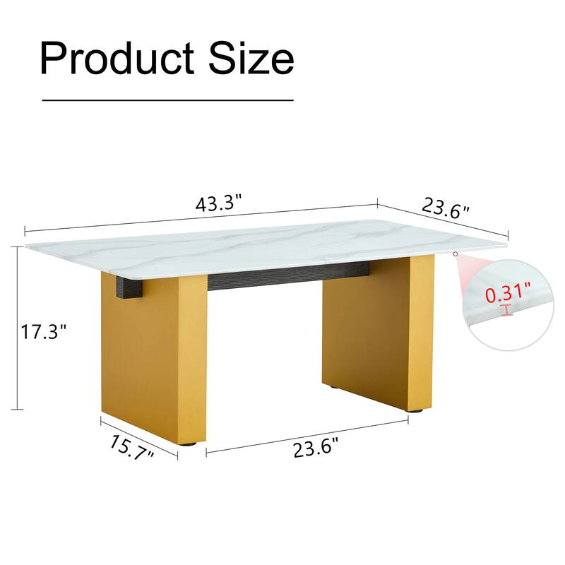 Modern minimalist Tempered glass with sticker desktop coffee table and dining table, paired with golden MDF decorative