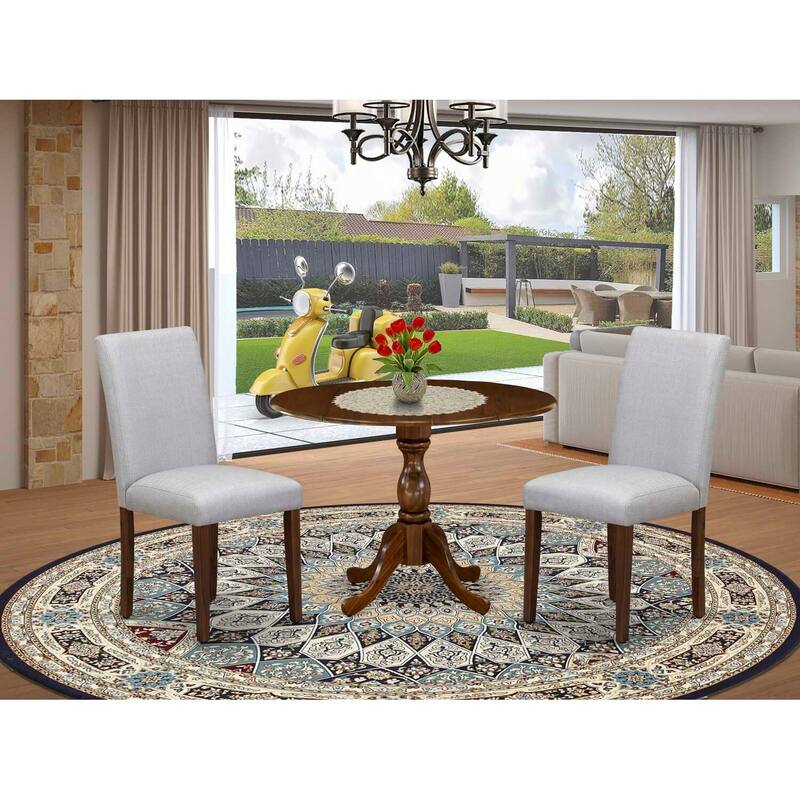 3-Piece Acacia Walnut Finish Solid Wood Top - Dining Room Set (Seats-4)