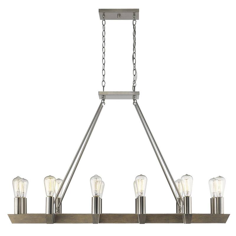 HomeRoots Silver Kitchen Island Twelve Light Metal Dimmable Chandelier - 48' X '30.5' X '24