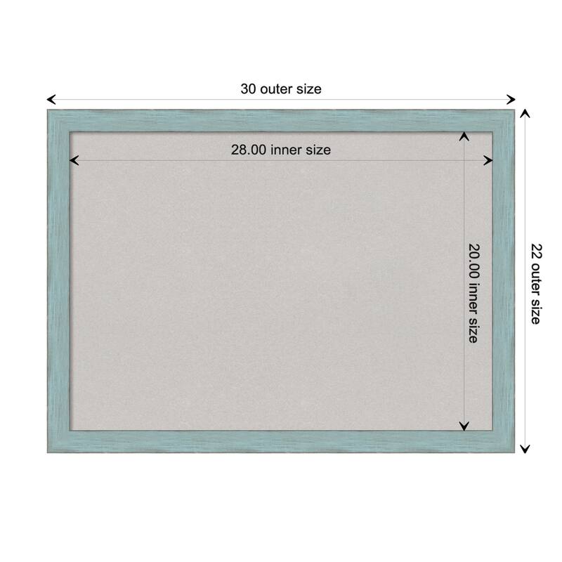 Sky Blue Rustic Wood Framed Grey Corkboard Bulletin Board - Board Size 28x20